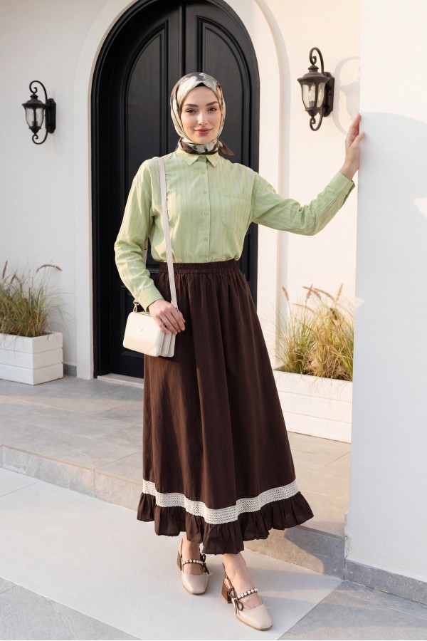 Oversize Linen-Look Shirt with Top Pockets and Longer Back -LIGHT GREEN
