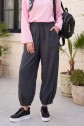 Modal trousers with elasticated waistband, pockets, and drawstring. -Smoked
