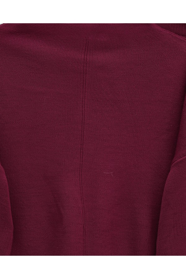 Striped Skirt and Sleeve Knitwear Suit -Maroon