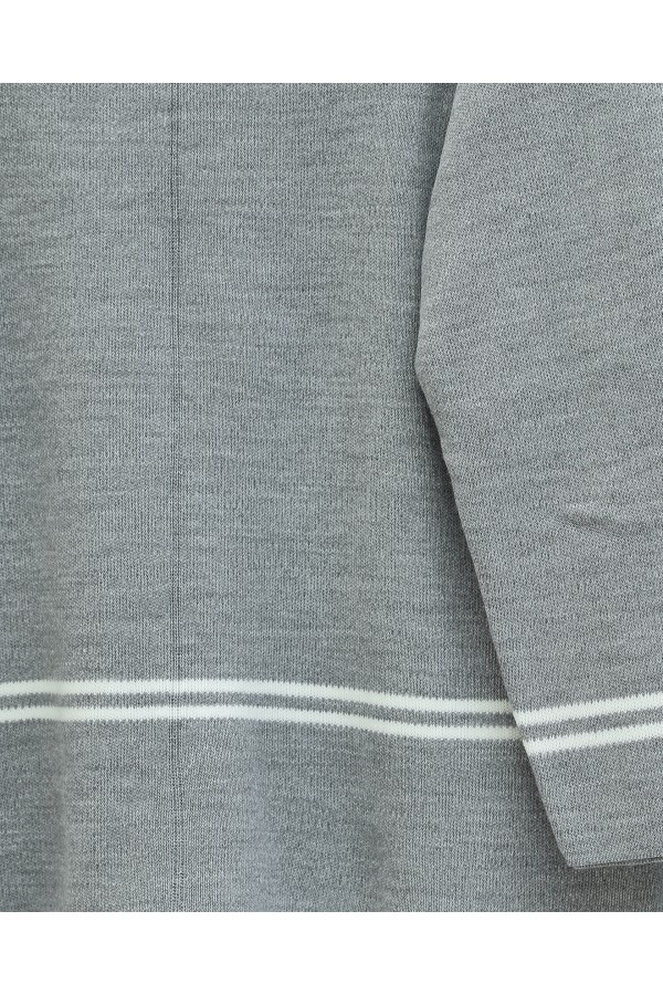 Striped Skirt and Sleeve Knitwear Suit -Grey