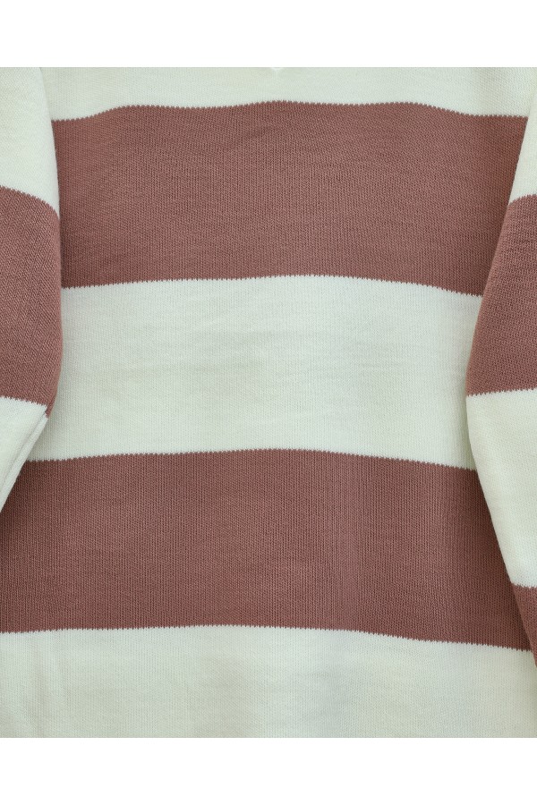 V-Neck Knitwear Suit with Trousers -Dried rose