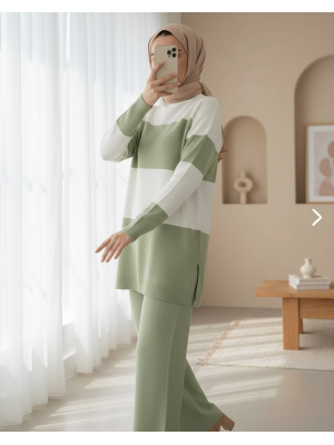 Yarım Boğazlı Triko Takım     -Su Yeşili