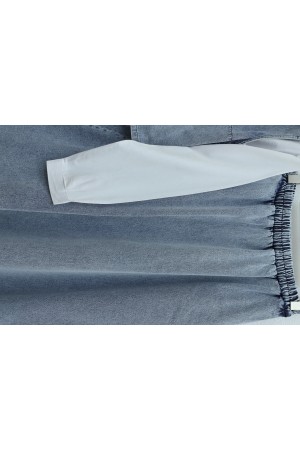 Side Tie Vest Skirt Denim Set -Ice Blue