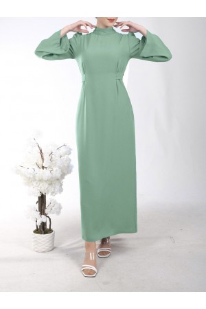 Judge Collar Lace Detailed Dress           -Sea green