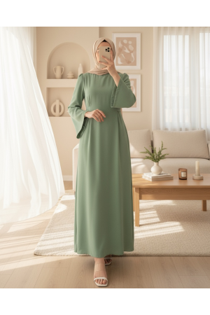 Judge Collar Lace Detailed Dress           -Sea green