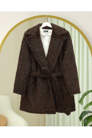 Beli Kuşaklı Cepli Sakallı Kap -K. Kahve