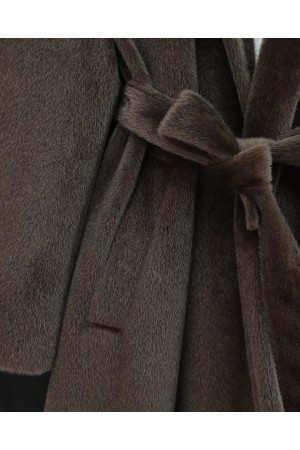 Beli Bağlamalı Astarlı Cepli Sakallı Kaban -K. Kahve