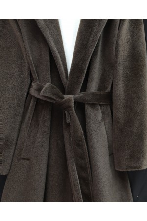 Beli Bağlamalı Astarlı Cepli Sakallı Kaban -K. Kahve