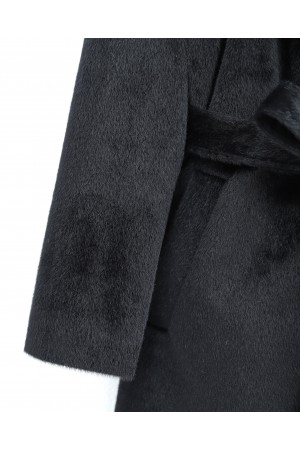 Beli Bağlamalı Astarlı Cepli Sakallı Kaban -Siyah