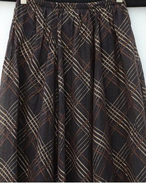 Asymmetrical Cut, Crash-Lined Tencel Skirt -Dark Coffee