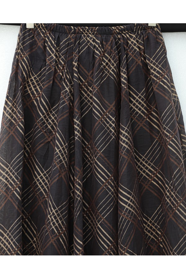 Asymmetrical Cut, Crash-Lined Tencel Skirt -Dark Coffee