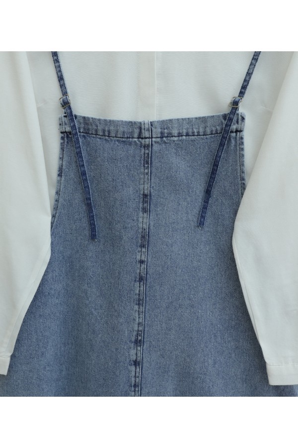 Thin Strap Denim Gilet    -Ice Blue