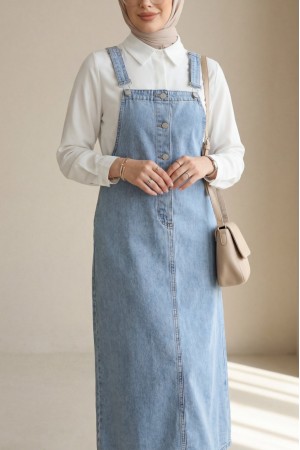 Thin Strap Denim Gilet    -Ice Blue