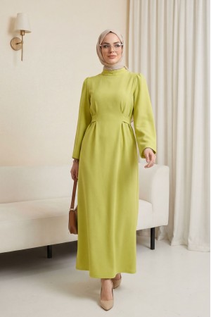 Judge Collar Lace Detailed Dress  -Oil Green