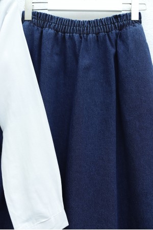 Side Tie Vest Skirt Denim Set  -Navy blue