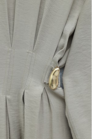 Pleated Modal Dress with Belt and Buckle Detail   -Mink color