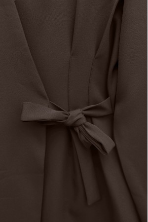 Imported Crepe Set with Dart Detail and Cross-Face Trousers -Brown