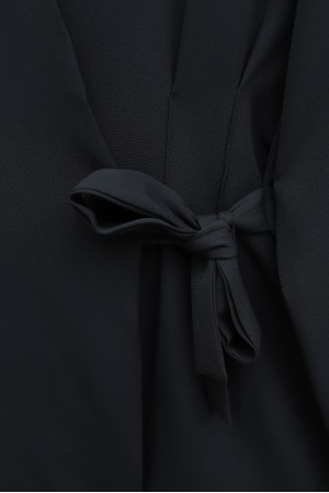 Imported Crepe Set with Dart Detail and Cross-Face Trousers -Black