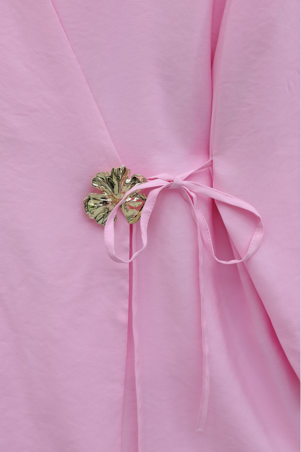 Modal Tunic with Side Cross Tie and Buckle -Pink
