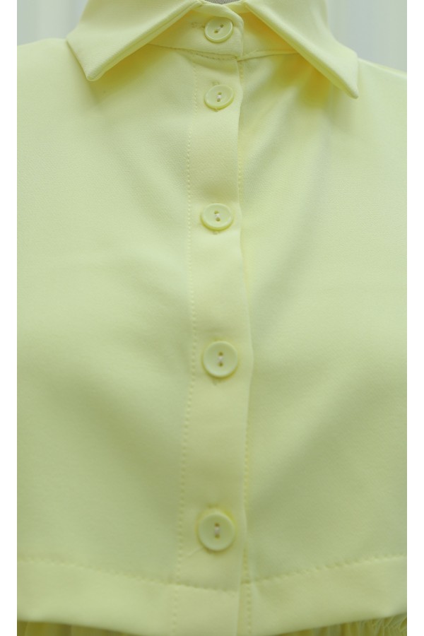 Dress Set with Shirt Detail on Top    -Yellow