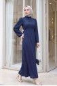 Judge Collar Lace Detailed Dress -dark lacquer