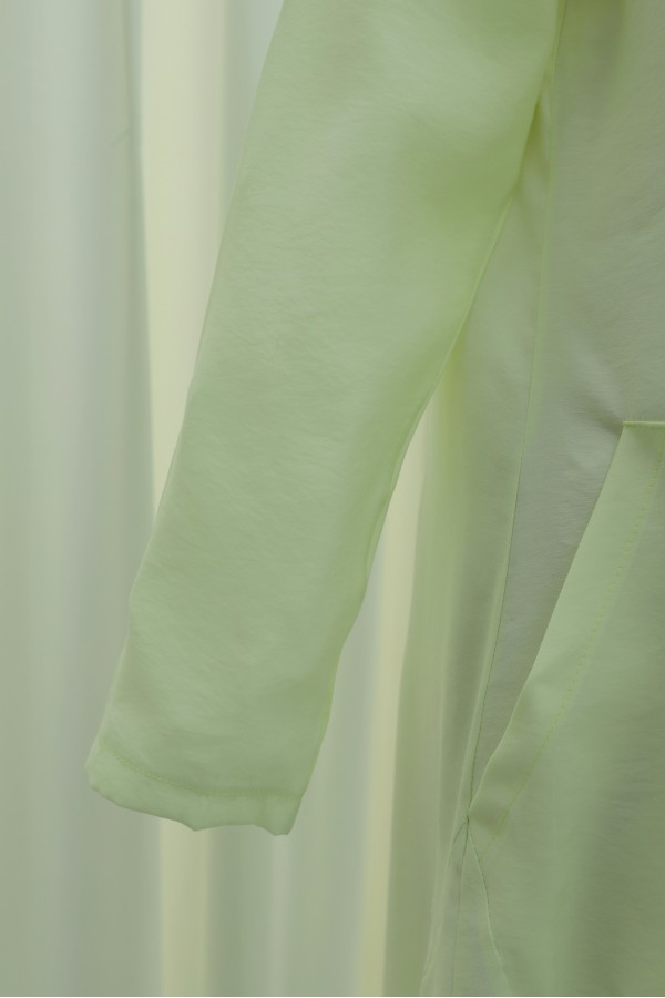 Cepli Yanları Yırtmaçlı Uzun Rayon Tunik  -Açık Sarı