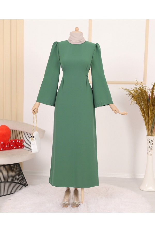 Judge Collar Lace Detailed Dress -Green
