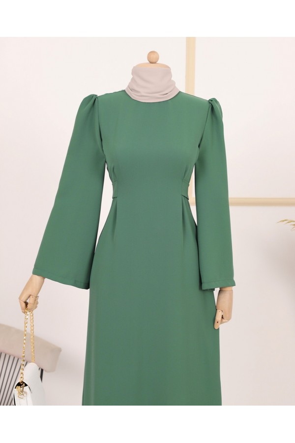 Judge Collar Lace Detailed Dress -Green