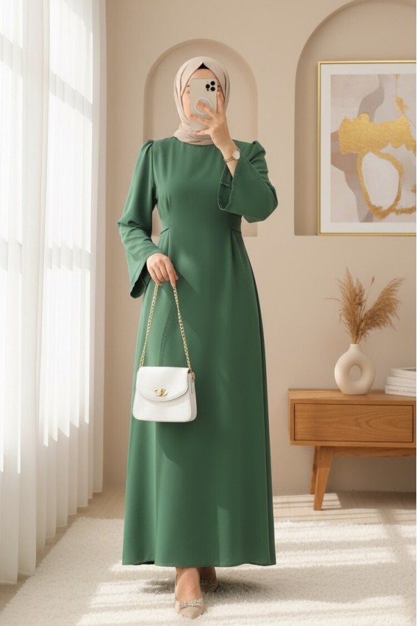 Judge Collar Lace Detailed Dress -Green