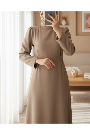 Judge Collar Lace Detailed Dress   -Cinnamon