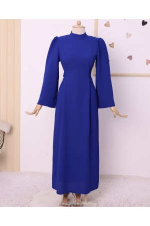 Judge Collar Lace Detailed Dress      -Dark blue