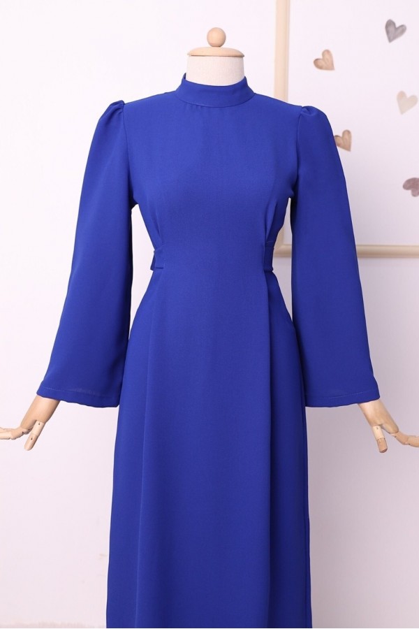Judge Collar Lace Detailed Dress      -Dark blue