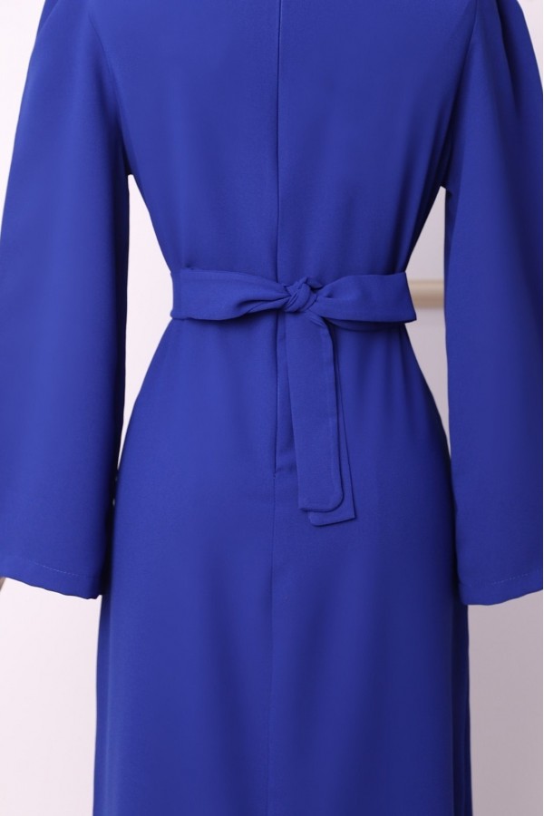 Judge Collar Lace Detailed Dress      -Dark blue
