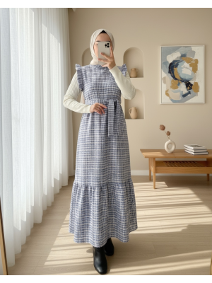 Kolları Fırfırlı Kemerli Tuvit Jile  -Saks