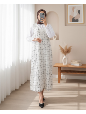 V-neck Tweed Gilet -White