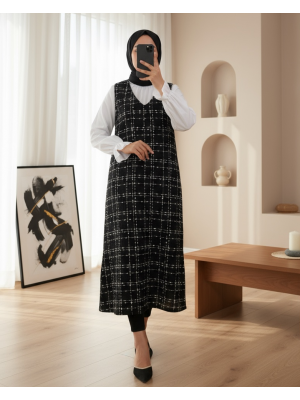 V-neck Tweed Gilet -Color