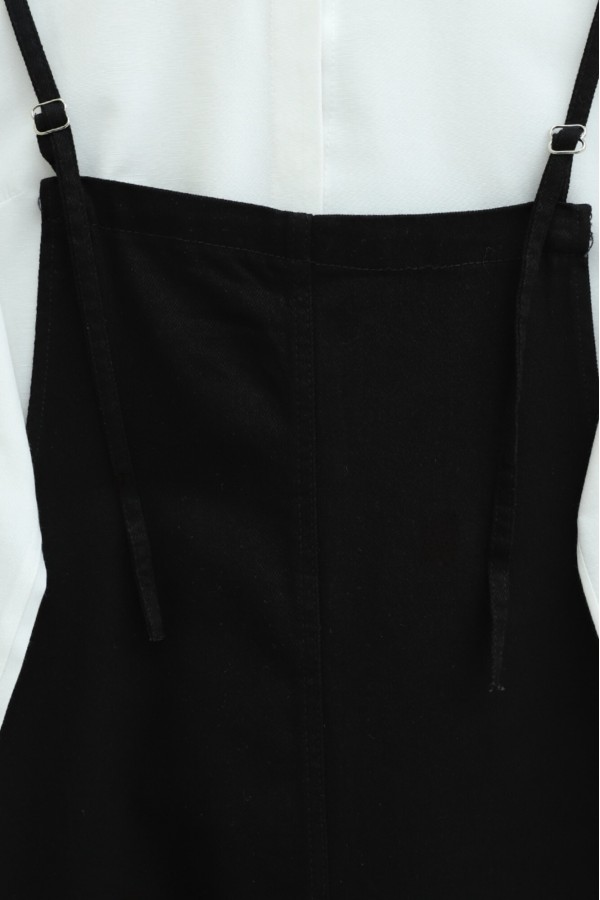 Thin Strap Denim Gilet  -Black