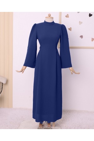 Hakim Yaka Belden Bağlamalı Elbise        -Laci