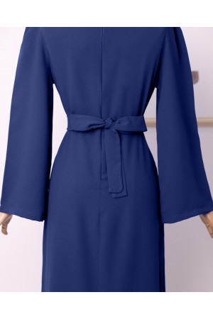 Hakim Yaka Belden Bağlamalı Elbise        -Laci