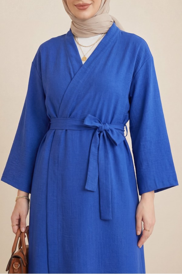 Long Cape with Double Front Tie -Saxe 