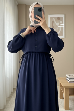 Üstü Gömlek Detaylı Elbise Takım  -Laci