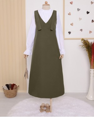 Omuzları Bağlamalı Uzun Jile        -Haki