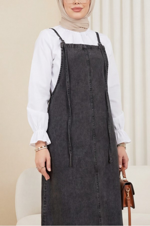Thin Strap Denim Gilet   -Smoked 