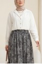 Crop Bodysuit with Necklace, Long Back Shirt -Ecru