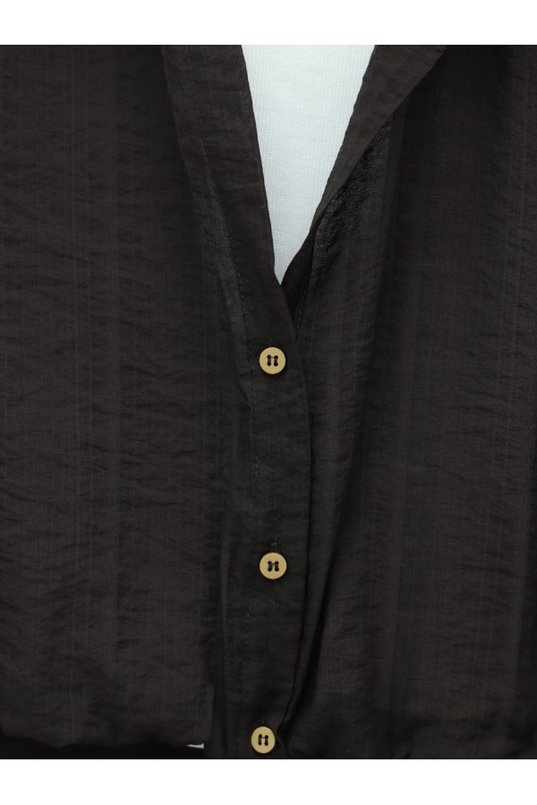 Crop Bodysuit with Necklace, Long Back Shirt -Dark Coffee