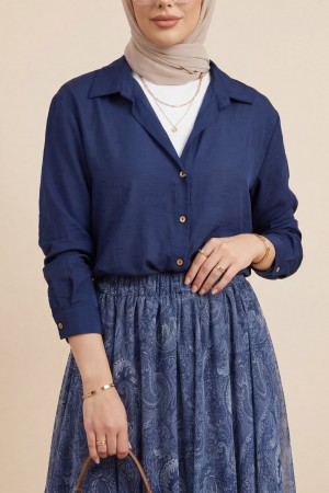 Crop Badyli  Kolyeli Arkası Uzun Gömlek -Laci