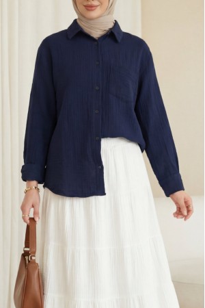 Tek Cepli Düğmeli Müslin Gömlek -Laci