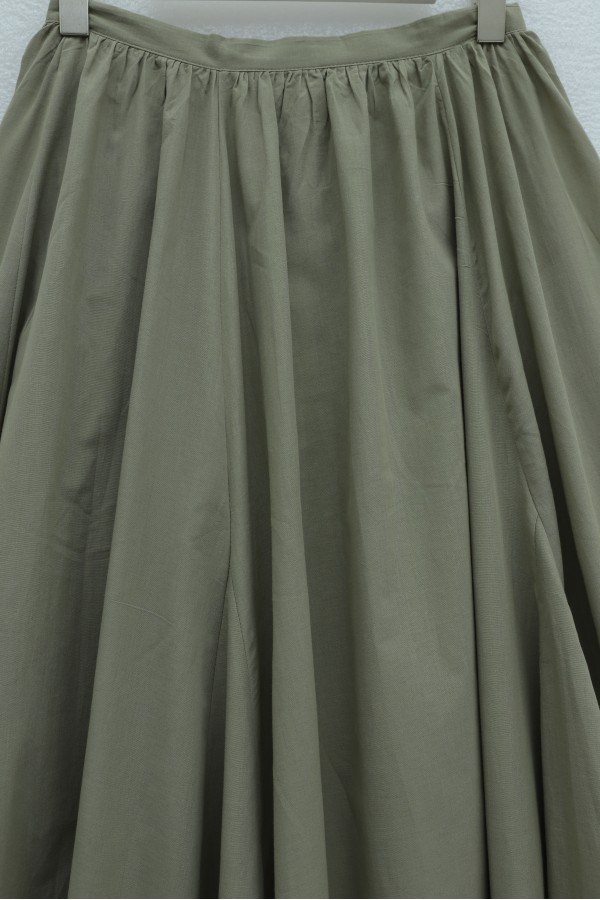 Lined, Zippered Summer Flared Linen Skirt -Khaki