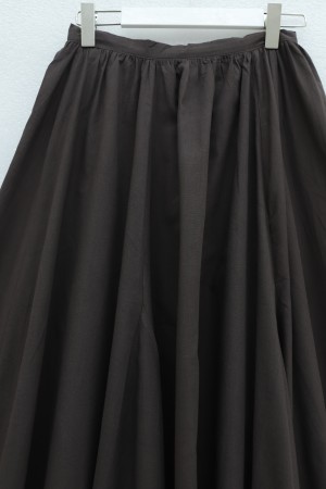 Fermuarlı Astarlı Yazlık Kloş Keten Etek -Kahve