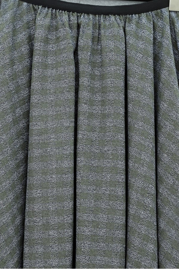 Plaid Patterned 360 Degree Skirt with Elastic Waistband -Khaki